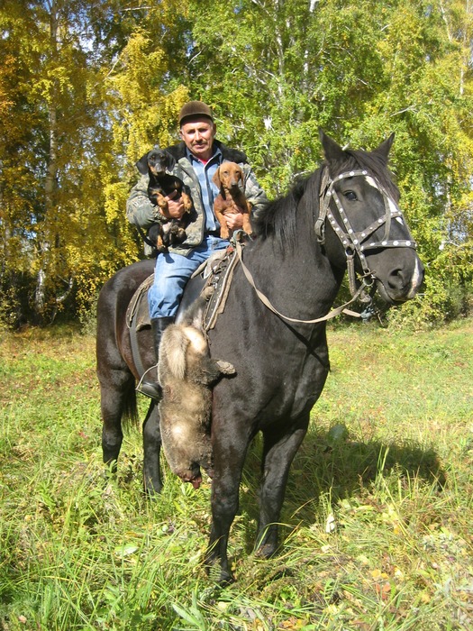 Отец, собаки Бой и Рой, конь Бой и барсук без имени)))