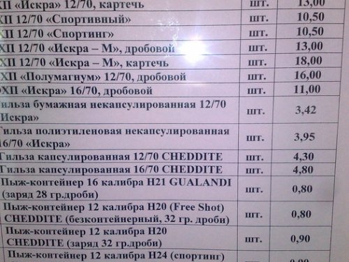 прайс лист на искру 
