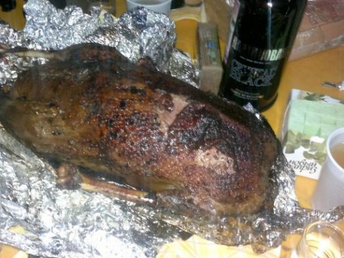 домашний гусь с яблоками и рисом под нашу башкирскую платиновую)
