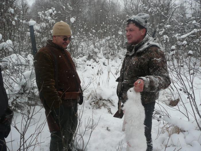 Удача  в снегопад. Собака не подвела