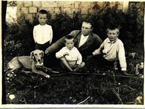 1949 год. Отец , 2 старших брата + двоюродный. Сабака - среднеазиатская борзая тазы ?
