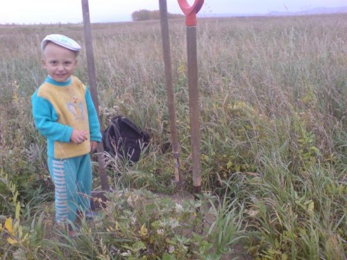с сыном за барсуком.