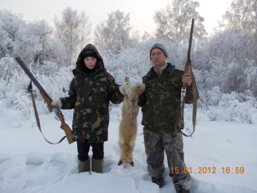 с сыном на охоте