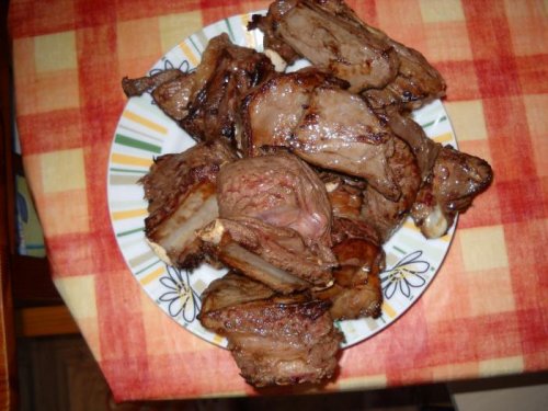 Лосятина с овощами.