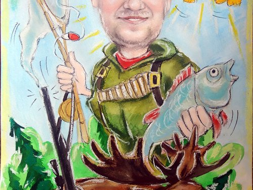 дружеский шарж на охотника и рыболова