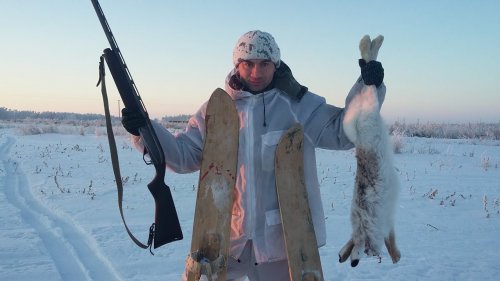 Охота на зайца в деревне. Добыл двух Русаков за один день!!!