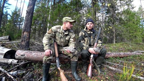 Охота на рябчика в тайге. Чай у костра, подняли глухарей.