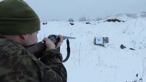 Ружье ИЖ-54. Стрельба дробью на 30 и 50 метров, с разных стволов.