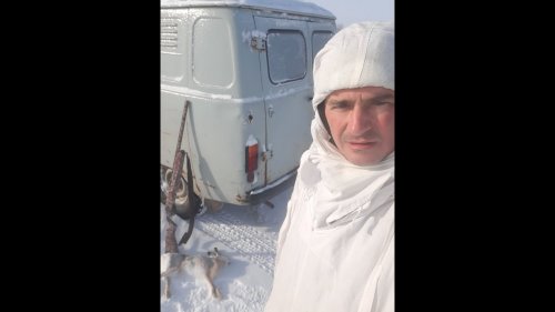 Охота с гончим в туман, почти ушел от меня ушастый!