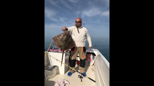 Поимка ската морская лиса в Чёрном море.