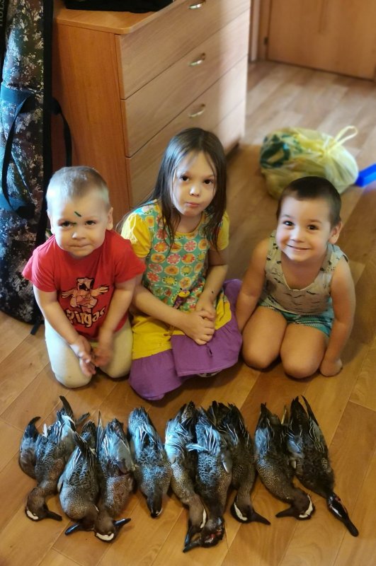 Знакомьтесь, это моя бригада будущих охотников.