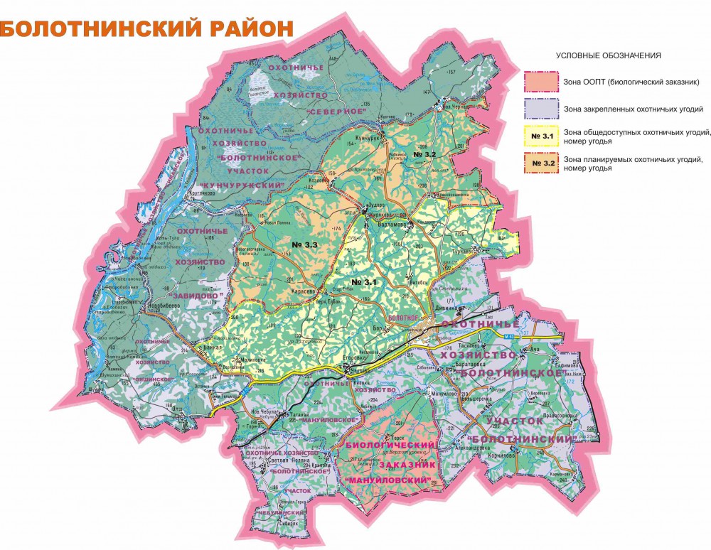 Карта общедоступных охотугодий новосибирской