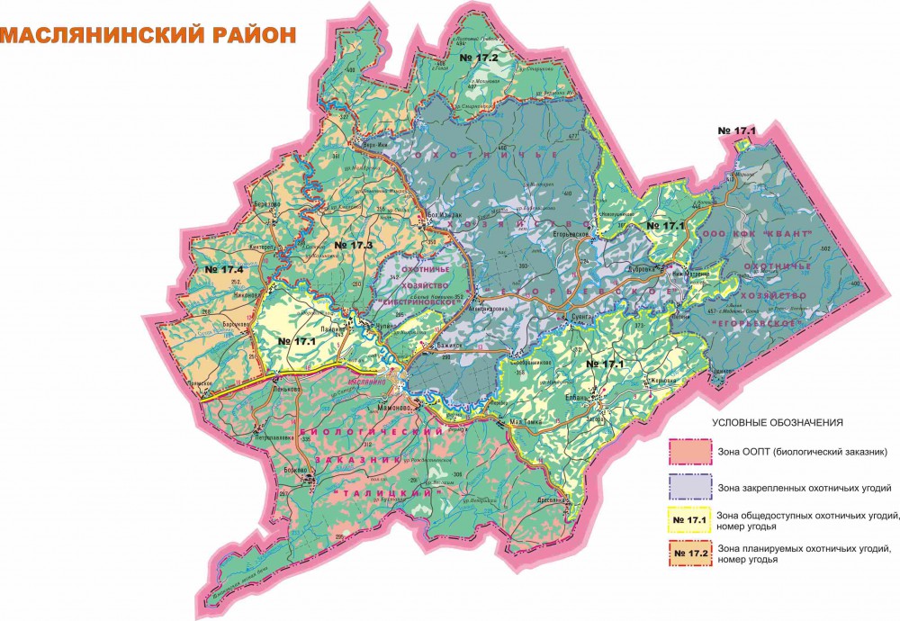 Карта общедоступных охотугодий новосибирской