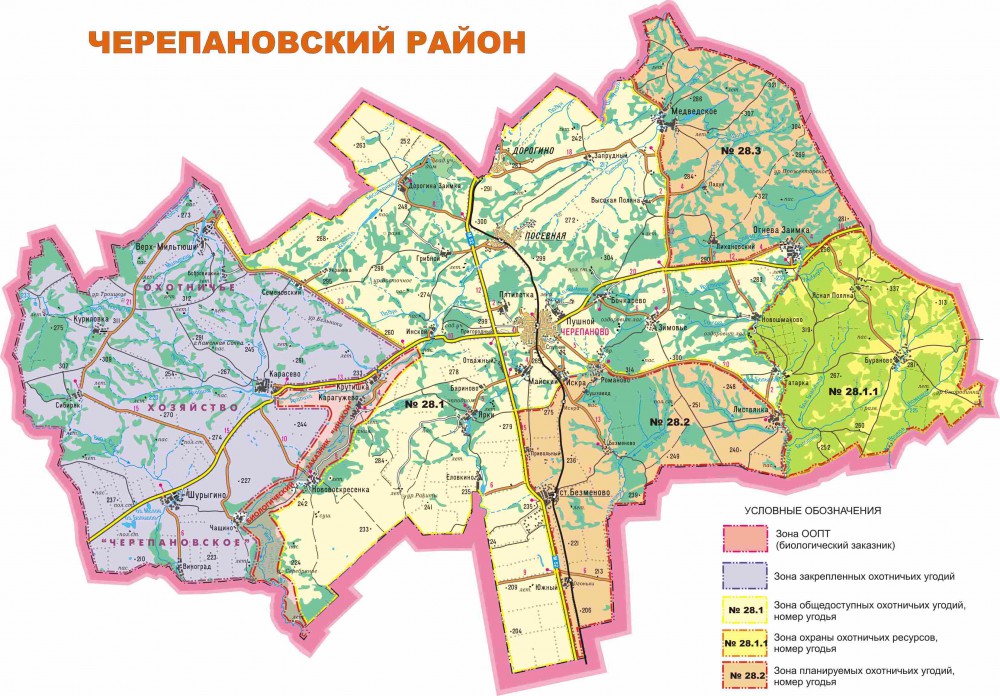 Карта общедоступных охотугодий новосибирской