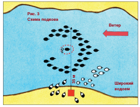 Схема расстановки чучел подкова